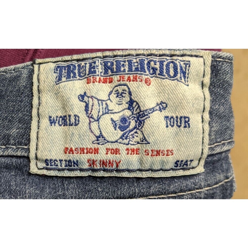 Women's TRUE RELIGON Skinny Low Rise Cotton Stretch Blue Jeans 31 X 33 - Picture 10 of 13